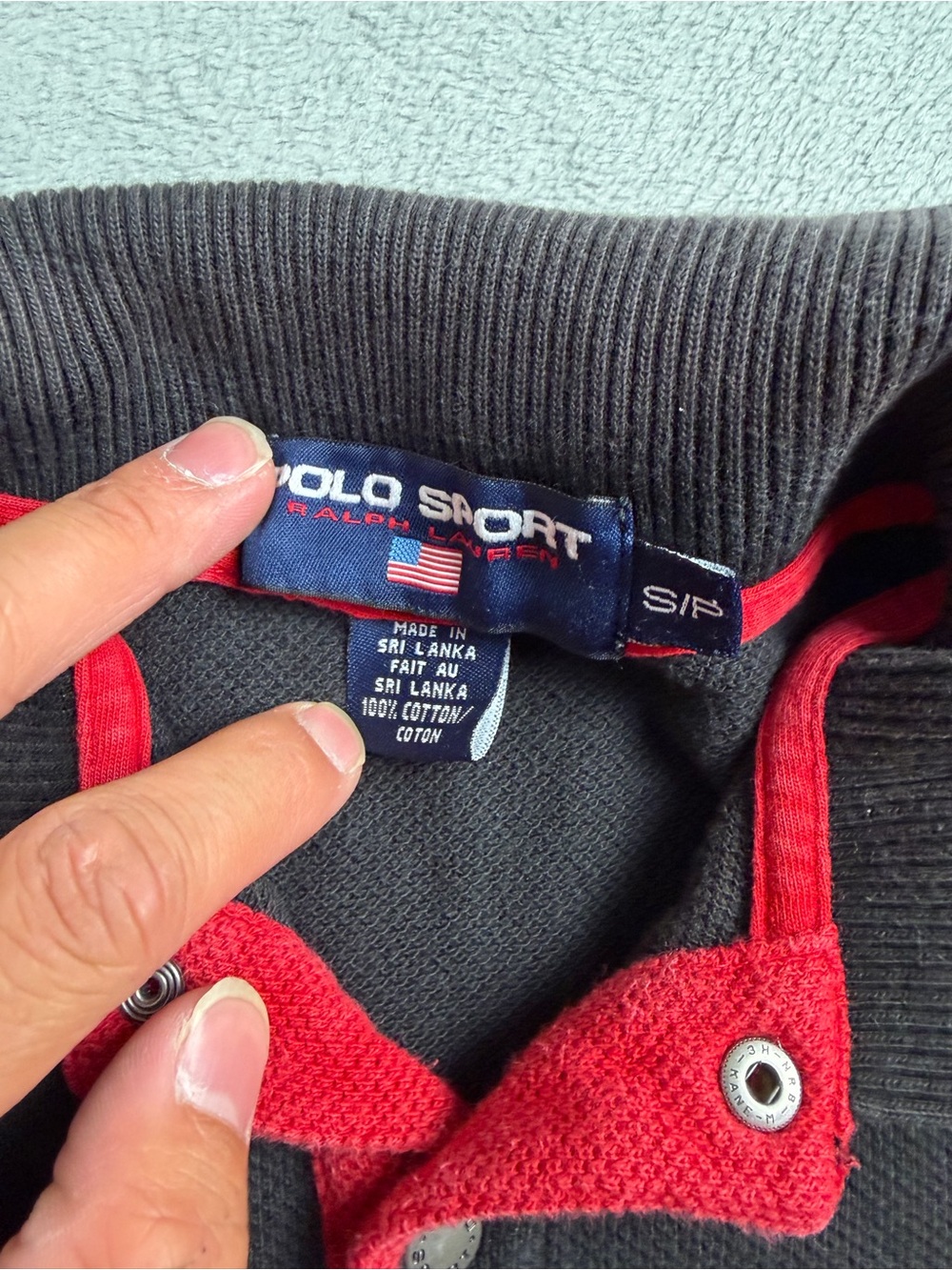Polo by Ralph Lauren Black Polo Shirt with Red Trim - Picture 3 of 5